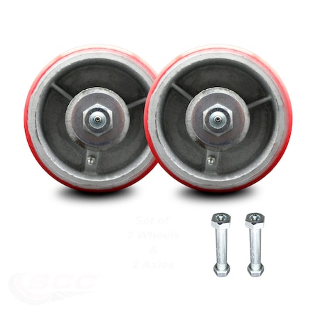 Service Caster Go Mini Portable Storage Container Replacement Wheel Set with Zerk Axle Nuts-SCC GOM-SCC-PUR630-RS-2-ZAN345-2